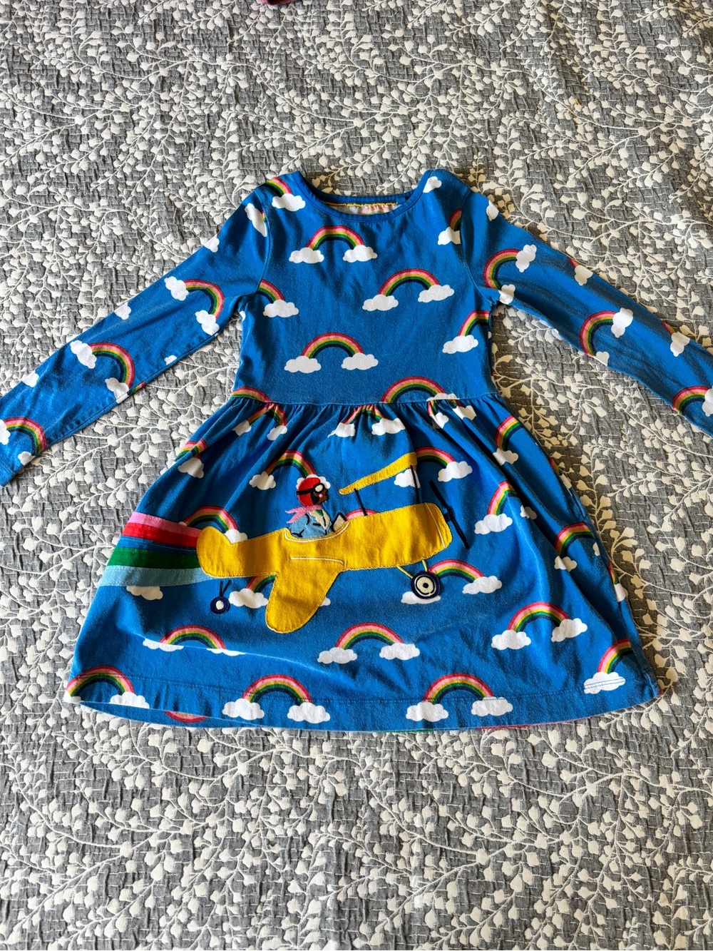 Mini Boden rainbow airplane dress - 7/8